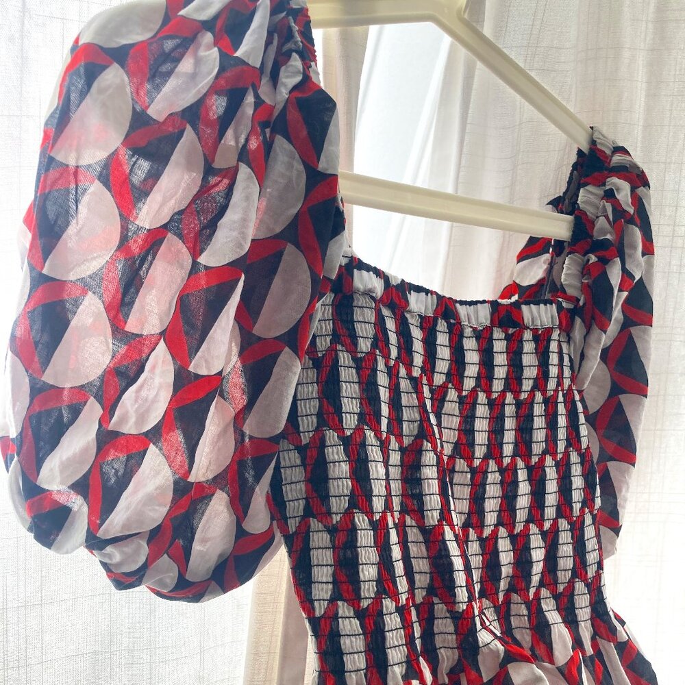 Cynthia Rowley Geometric-print Cotton Midi Dress